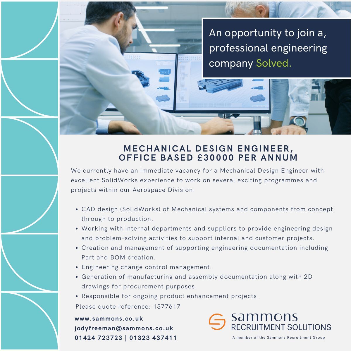 Sammons Recruitment Group (@sammonsgroup) on Twitter photo This is an fantastic opportunity to work for a professional engineering company that offers a great working environment in a brand new purpose-built premises.
For more details please call 01424 723723 or email jodyfreeman@sammons.co.uk
ow.ly/Oiwy50IBRTs This is an fantastic opportunity to work for a professional engineering company that offers a great working environment in a brand new purpose-built premises.
For more details please call 01424 723723 or email jodyfreeman@sammons.co.uk
ow.ly/Oiwy50IBRTs