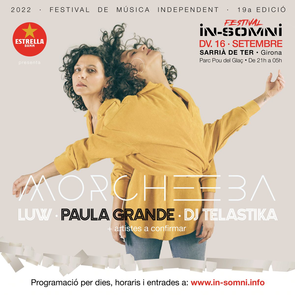 InSomniFestival's tweet photo. 📣 Els britànics @MorcheebaBand
la gironina @Paula__Grande i la badalonina @bouncetwice es sumen al eclectic cartell @InSomniFestival 19a edició 👏🎶🎸🤘@ciofllopis @JoventLaFlama @SarriadeTer @EstrellaDammCat @Radio_Sarria @elpuntavuitv @NitsdelCentre #CulturalLab @suricatmusic https://t.co/U5Qwvqj6pX