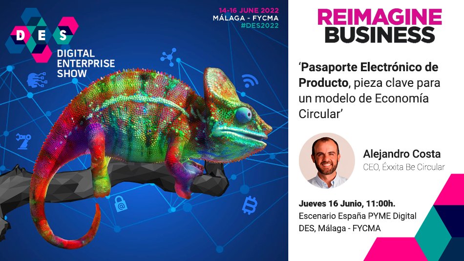 Os esperamos este jueves a las 11h en <a href="/DES_show/">#DES2026</a> de #Málaga. Nuestro CEO, <a href="/alecostajimenez/">Alejandro Costa</a> presentará el pasaporte electrónico de producto y cómo ayuda a aportar #trazabilidad y #transparencia para conseguir un modelo de #EconomíaCircular. Escribe DM si no tienes entrada #DES2022