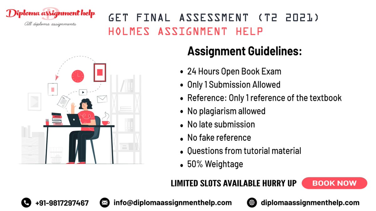 diplomaassign1's tweet image. Are you struggling with Holmes T1 2022 Final Assessment? Now Stop Wondering Hire professional from Diploma Assignment Help.
Our Features:-
100% Plagiarism-free
#assignmenthelp #diplomaassignmenthelp #holmesassignmenthelp #holmesT12022finalassessment #assignmentwriters
