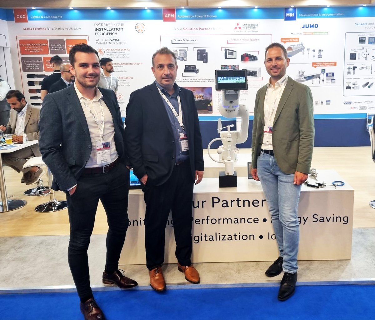 Many thanks to our partner Elias Thessalonikios from UTECO S.A. Industrial &amp; Marine Automation. Björn Mosdzien and Kevin Frede had a successful and great time in Athens/Greece at the Posidonia International Shipping Exhibition. 
lambrecht.net/en/products/ma…
