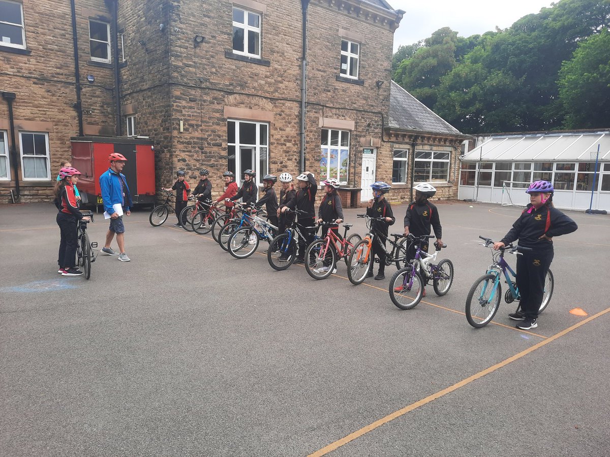 Y6 preparing for their two day bikeability course <a href="/WheelyFunWheels/">Wheely Fun Wheels</a> <a href="/BikeabilityUK/">Bikeability</a>