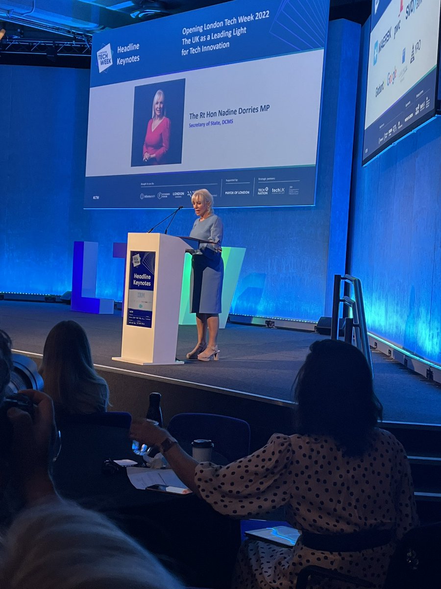Russ Shaw CBE (@russshaw1) on Twitter photo Secretary of State <a href="/NadineDorries/">Rt Hon Nadine Dorries</a> <a href="/DCMS/">Department for Culture, Media and Sport</a> addresses a packed room at <a href="/QEIICentre/">QEII Centre</a> for the launch of <a href="/LDNTechWeek/">London Tech Week</a> and announces the launch of a new UK digital strategy - <a href="/TechLondonAdv/">Tech London Advocates</a> <a href="/businesslondon/">Grow London</a> @InformaTechHQ <a href="/GlobalTechAdv/">Global Tech Advocates</a> <a href="/TLA_Ed/">TLA Education</a> Secretary of State <a href="/NadineDorries/">Rt Hon Nadine Dorries</a> <a href="/DCMS/">Department for Culture, Media and Sport</a> addresses a packed room at <a href="/QEIICentre/">QEII Centre</a> for the launch of <a href="/LDNTechWeek/">London Tech Week</a> and announces the launch of a new UK digital strategy - <a href="/TechLondonAdv/">Tech London Advocates</a> <a href="/businesslondon/">Grow London</a> @InformaTechHQ <a href="/GlobalTechAdv/">Global Tech Advocates</a> <a href="/TLA_Ed/">TLA Education</a>