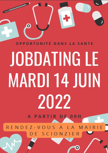 Opportunités d'emploi &amp; infos sur les métiers de la Santé et du Social ainsi que sur les formations ? 
⏭️c'est demain, toute la journée, à Mairie de Scionzier 👍
Présence : Hôpital ANDREVETAN/Fondation Alia/Ehpads GRANGE, PETERSCHMITT/Séréniales/ADMR/SADVA/AXEO/Aller+Haut/ADHAP