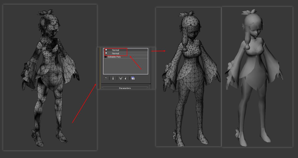 Ericzz18's tweet photo. This can be used to fix similar errors in 3d models, for example #lowpoly #lowpolytips #3dsmax #3dsmaxtips https://t.co/JNgtSDxJOb