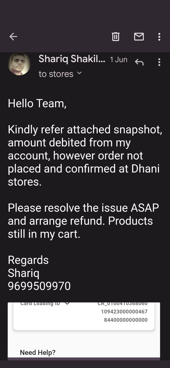 ShariqChanda's tweet photo. @dhanicares @dhanicares02 @DhaniCares5 @Rambabu57224676 @dhanicares03  Kindly call me ASAP. It's been 13 days without any resolution to my problem. And no response to 6 emails sent to ur team.
Call 9699509970 https://t.co/LZwLC4vs9J