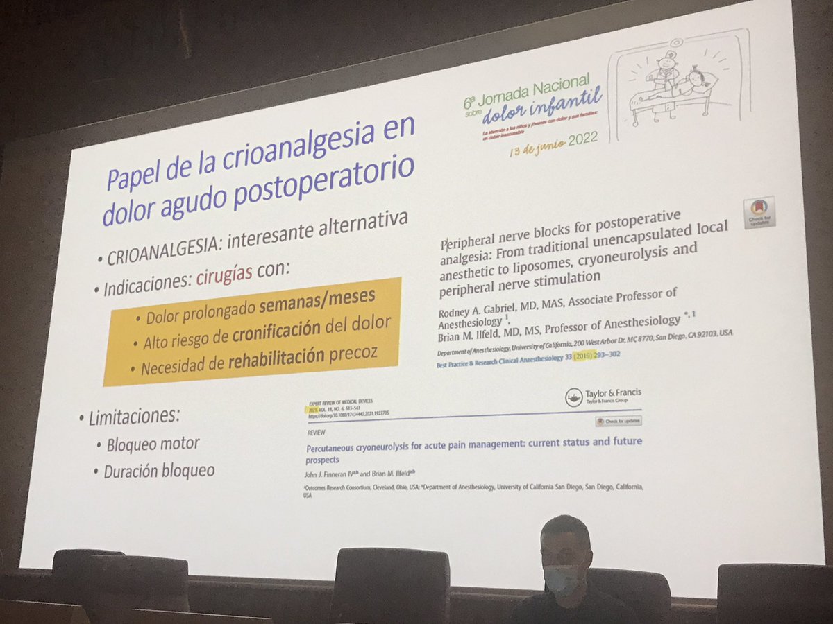 estersop's tweet image. Dra. Mercedes Alonso nos habla de la crioanalgesia como una buena alternativa para  el control del dolor agudo postoperatorio infantil #dolorinfantil2022