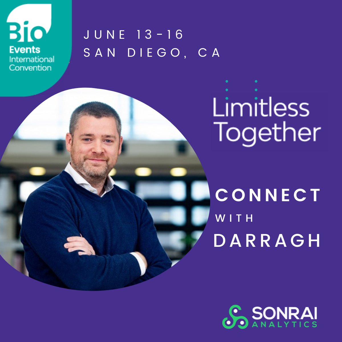 Sonrai CEO @DrDMcArt is at #BIO2022 in San Diego 🌴 this week!🤝Schedule a meeting ➡️ bit.ly/Meet_Darragh✔️