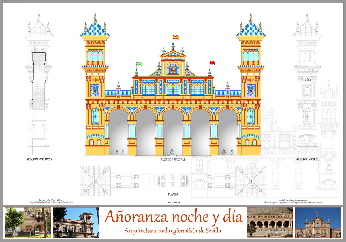 Portada de la Feria de Abril 2023 🎆

💠 Presentamos la propuesta ganadora para ser la portada #FeriaSevilla23, obra de Gregorio Esteban Pérez.

✍🏻 Un diseño basado en la arquitectura regionalista con dos edificios de referencia:
 🔸 La Plaza de España
🔸 El Teatro Coliseo España