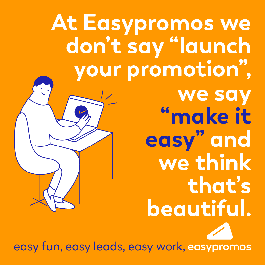 Marketing campaigns should be converting &amp; affordable. And at #Easypromos we make things EASY. You decide on the promotional dynamic, images &amp; colors, or where to add a comma. And if that wasn’t enough… You DON’T need any programming skills because we MAKE THINGS EASY.