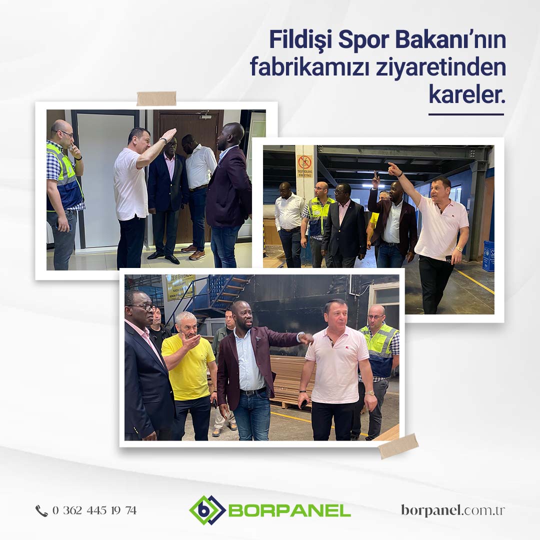 👉 Fildişi Cumhuriyeti Spor Bakanı ve beraberindeki heyet, fabrikamızı ziyaret ederek, Borpanel yönetim kurulu ile bir araya geldi. Borpanel'in faaliyetleri ve çalışmaları hakkında bilgi verildi. #borpanel #ivorycoast #visit #türkiye