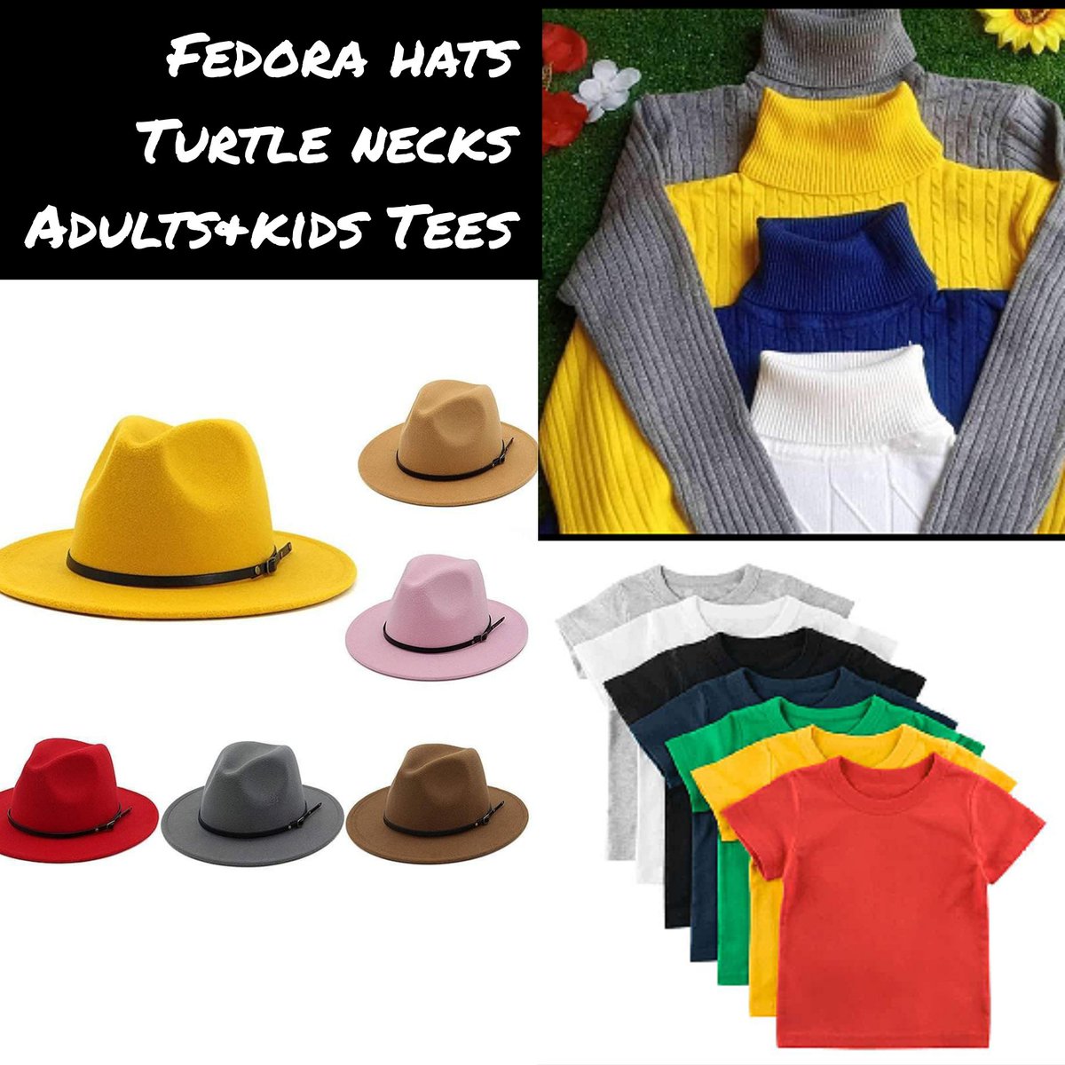 @iamleoralph I sell Fedora Hats, Foreign brand Turtle necks and original kanin Tees for kids and adults.

Price for Fedora.        N3,500
Price for Turtlenecks N4,500
Price for kids polos    N1,500 for Adults polo           N2,000

Location:- Fha, Lugbe.