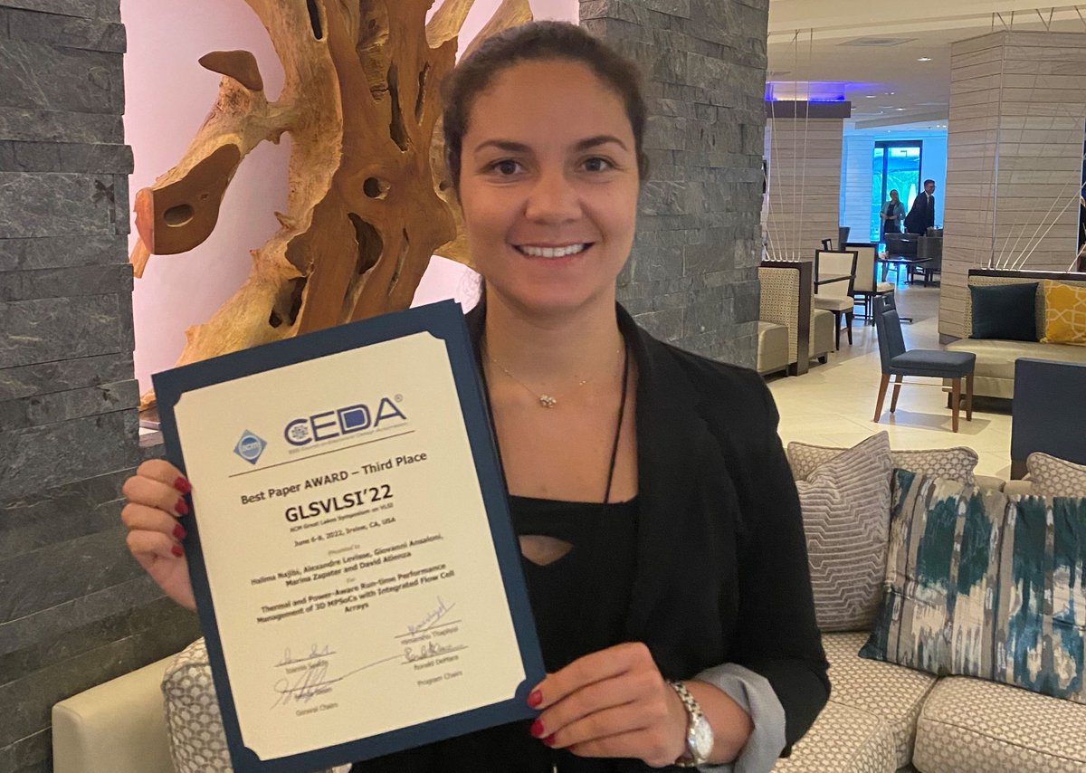 eslepfl (@eslepfl) on Twitter photo Award for our paper on 3D #MPSoCs Management with Integrated Flow Cell Arrays at #GLSVLSI. Congratulations to <a href="/NajibiHalima/">Halima Najibi</a>, <a href="/AlexLevisse/">AlexLevisse</a>, Giovanni Ansaloni, <a href="/marinazapater/">Marina Zapater</a> and <a href="/David__Atienza/">David Atienza Alonso</a>
epfl.ch/labs/esl/award… Award for our paper on 3D #MPSoCs Management with Integrated Flow Cell Arrays at #GLSVLSI. Congratulations to <a href="/NajibiHalima/">Halima Najibi</a>, <a href="/AlexLevisse/">AlexLevisse</a>, Giovanni Ansaloni, <a href="/marinazapater/">Marina Zapater</a> and <a href="/David__Atienza/">David Atienza Alonso</a>
epfl.ch/labs/esl/award…