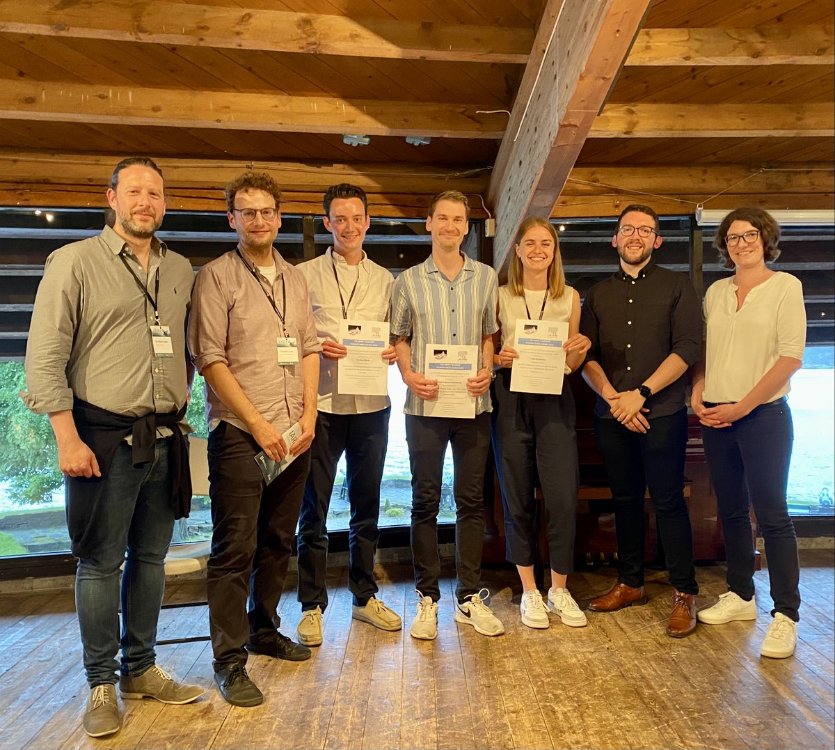 IAREP1982's tweet photo. Congratulations to Jacob Dalgaard Christensen, @LiliBurgstaller  and @CElbaek for their well-deserved first three positions at this year Best Student Paper Award.

In the picture, the winners with the Evaluation Committee. https://t.co/91e34moQ7T