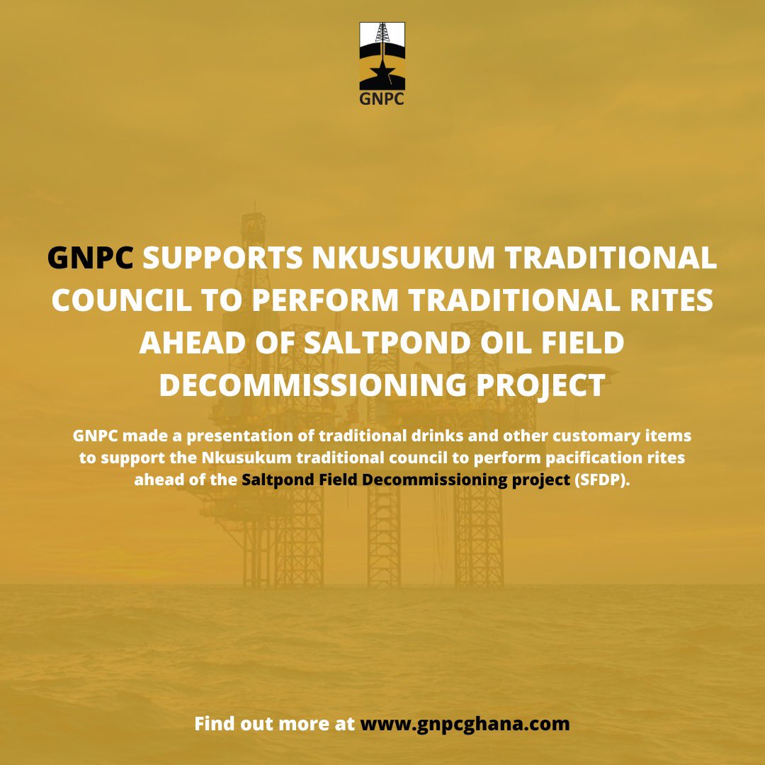GNPCGhana's tweet image. GNPC, as part of our ongoing engagement with key stakeholders on the Saltpond Decommissioning Project, presented traditional drinks and other customary items to the Nkusukum Traditional Council ahead of the Saltpond Field Decommissioning Project. #SFDP