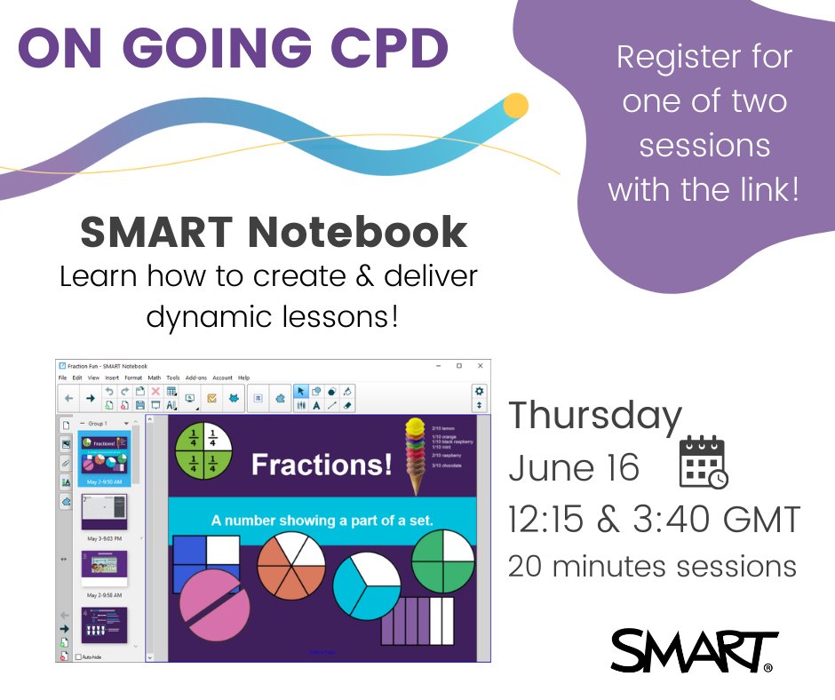 SMART_Tech's tweet photo. Like to know how to make your lessons better than ever in SMART Notebook? π€
Learn how at Ongoing CPD! Thursday 16th with @MarkHartwright π
π₯ Join live or catch the recording! π
π https://t.co/9KVFqP9adC
#SMARTUK #Teachers #Learning #Webinar #SmartBoardTips #WeAreSMART π£ https://t.co/qbfzLJZwwU