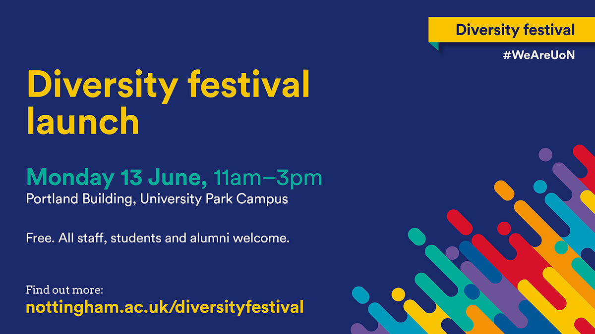 UniofNottingham's tweet image. Our diversity festival starts TODAY and Portland Building will be busy from 11am with the official launch including a language cafe, food, live music and dance.

We'll see you there! 

Find out more info at ow.ly/pHTa50Jaacv #WeAreUoN