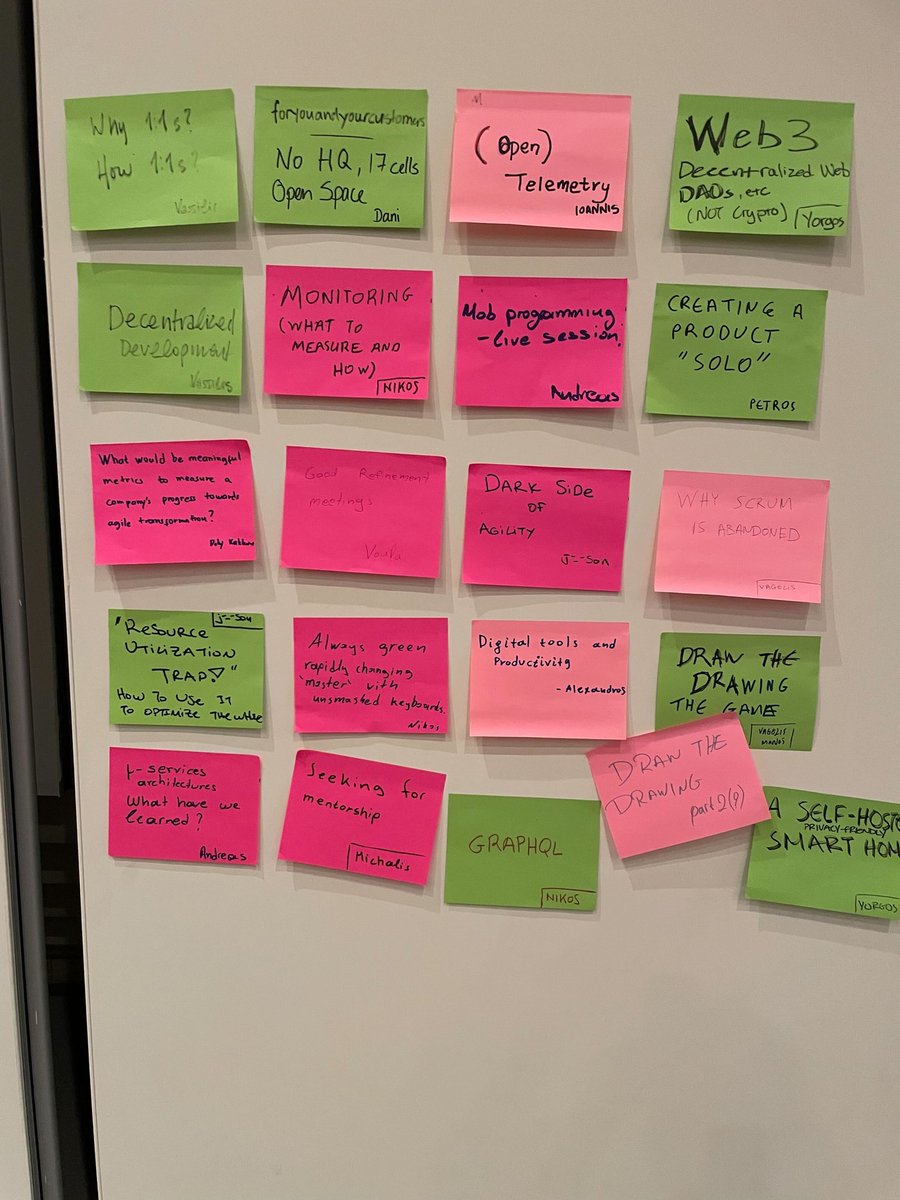 AgileCrete's tweet photo. It's a wrap!!

After 3 days, 44 open space sessions, 2 excursions, 3 dinners, 1 night with Cretan dancing and countless face-to-face interactions, #AgileCrete2022 is Done ✅

We're full of inspiration and ideas about how to evolve the event! Watch this space!

See you next year!! https://t.co/imRodNcucr