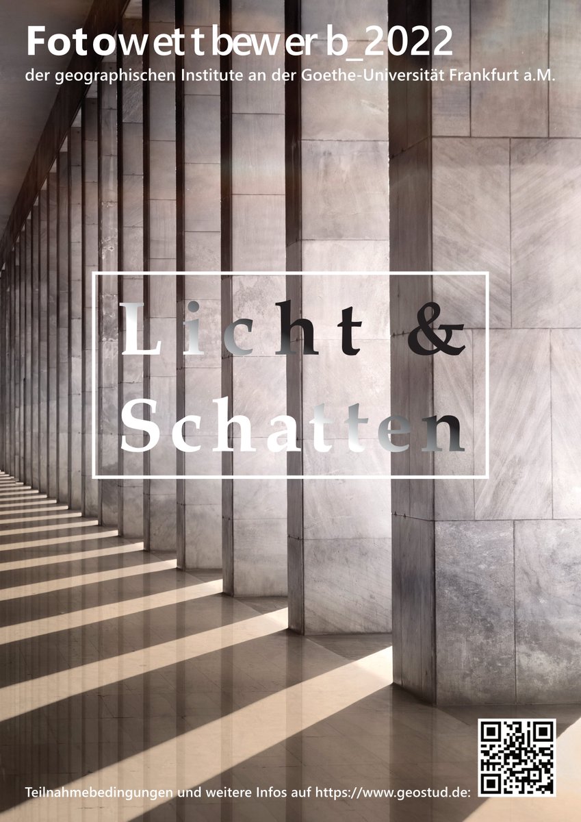 📸 Es ist wieder Zeit für den #Fotowettbewerb der geographischen Institute der <a href="/goetheuni/">Goethe-Universität</a>. Dieses Jahr sind alle Studierenden dazu aufgerufen ein Foto zum Thema „Licht &amp; Schatten“ einzureichen. Mehr Informationen zum Thema und Wettbewerb gibt es hier👉 geostud.de/beruf-qualifik…