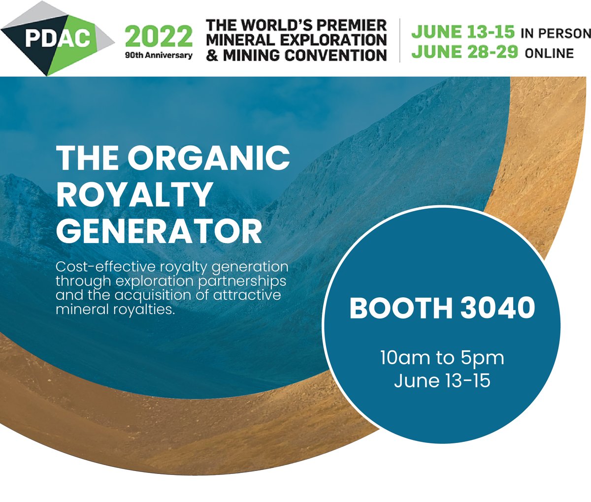 OrogenRoyalties's tweet photo. #PDAC2022 | Visit Booth 3040 from Jun 13-15 to learn more about our business and our flagship projects:

1. Ermitaño gold deposit located in Sonora, Mexico and the Silicon gold project in Nevada, U.S.A. 

#royalties #exploration #mining #goldmining

https://t.co/Va6PgQ9zmk https://t.co/6c00oEQdSf