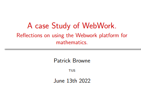 Irish Maths Learning Support Network (@irishmathlsn) on Twitter photo Great opening talk to IMLSN Workshop 2022 from Dr. Patrick Browne of <a href="/TUS_Midwest/">Technological University of the Shannon: Midwest</a> Great opening talk to IMLSN Workshop 2022 from Dr. Patrick Browne of <a href="/TUS_Midwest/">Technological University of the Shannon: Midwest</a>