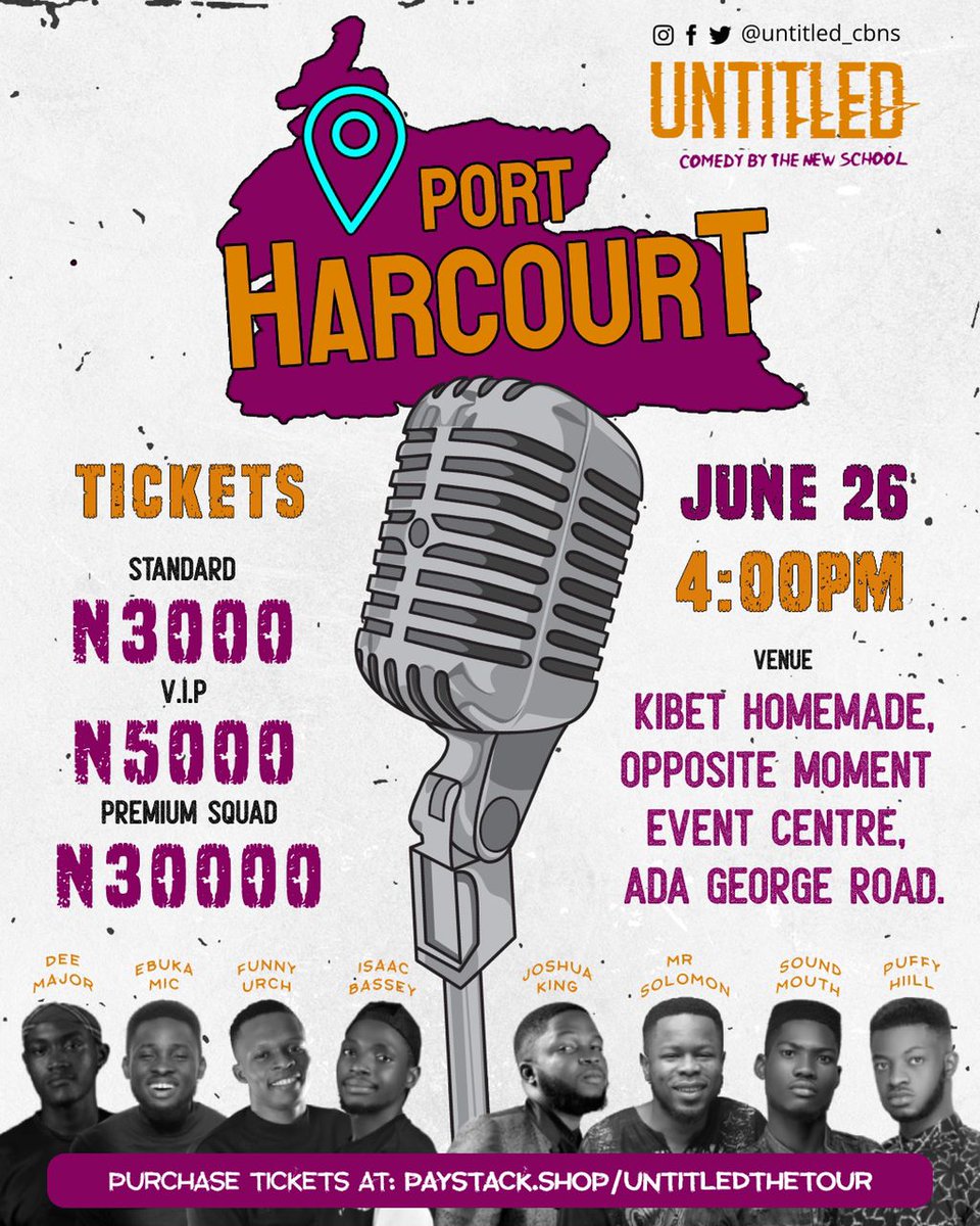rita_ope's tweet photo. UNTITLED 3.0 is live in Port-Harcourt !!!

Experience fresh comedy from Nigeria’s New School Comics⁣⁣⁣
⁣⁣⁣You don't want to miss this o 

Get your tickets here- https://t.co/mCCeyhHTQP

#UntitledCBNS 
@Untitled_cbns https://t.co/1Sqow4iQ32