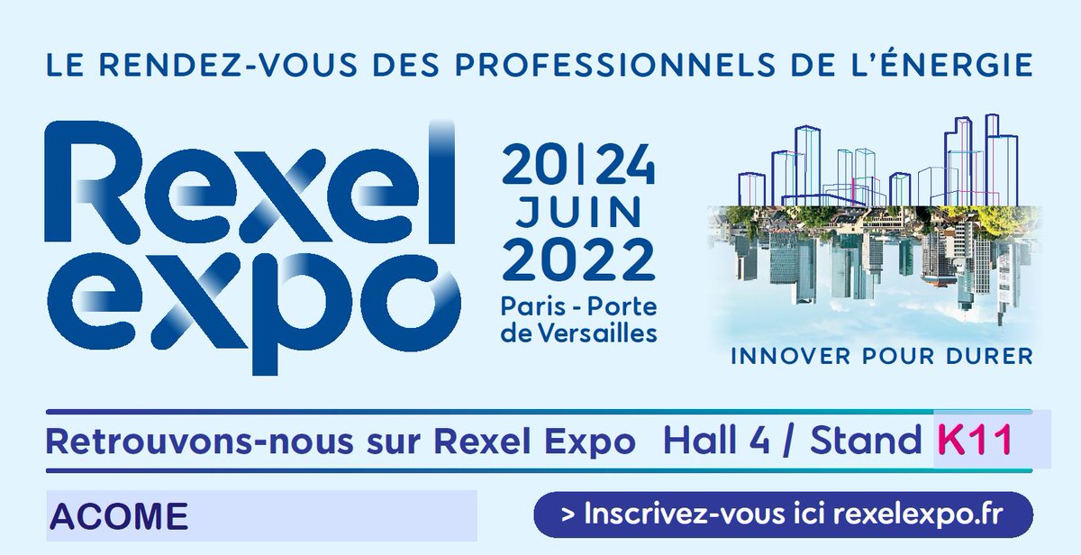 🔵 Retrouvez-nous au salon REXEL EXPO organisé par <a href="/Rexel_Group/">Rexel</a> ! 

👉 REXEL EXPO
🗓 Du 20 au 24 juin 2022
📍 Paris Porte de Versailles - Hall 4