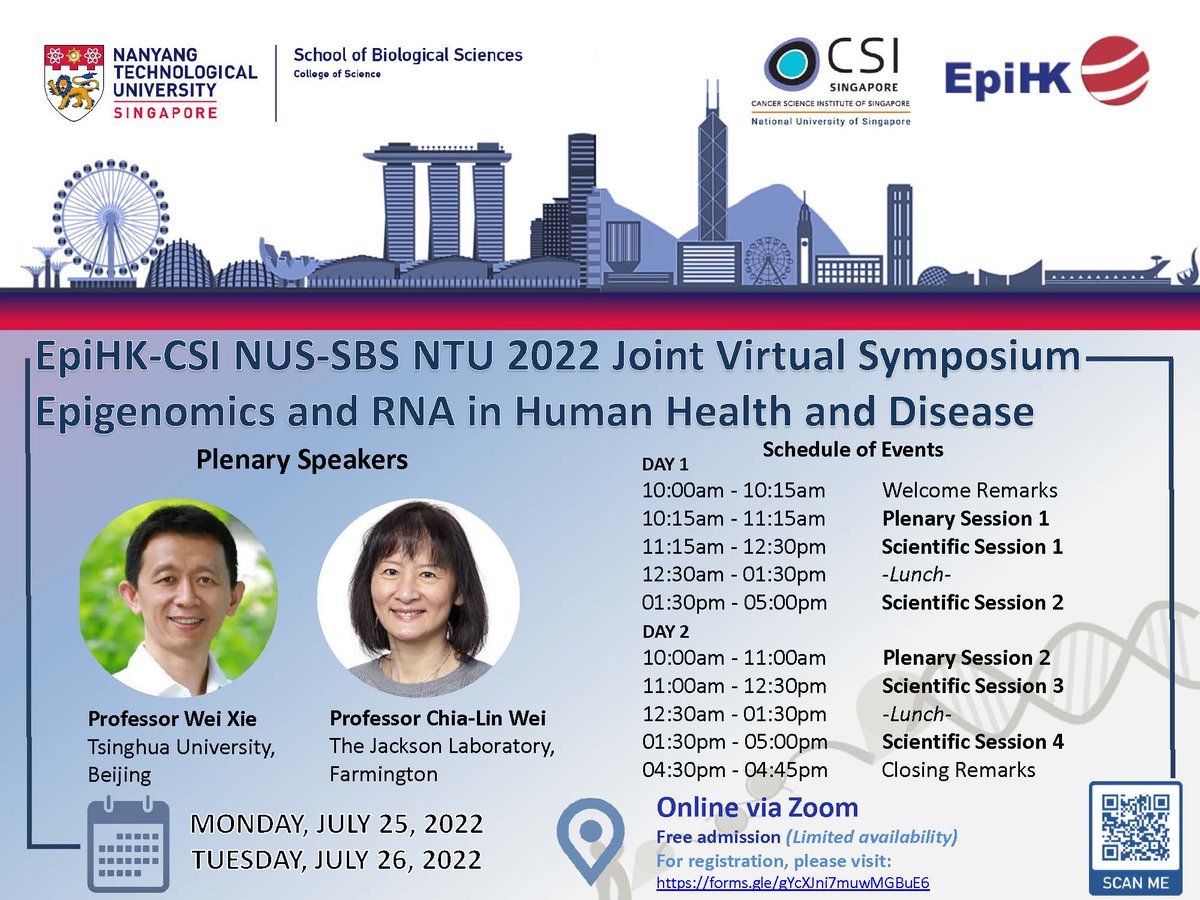 leunglab_ust's tweet photo. Excited to announce a joint virtual symposium on Epigenomics and RNA in Human Health and Disease! 
Co-organised by @csi_singapore, @ntusbs and EpiHK. Join us on 25th-26th July, register here: https://t.co/kO9h0i1oqc https://t.co/q4aBnG2ASw