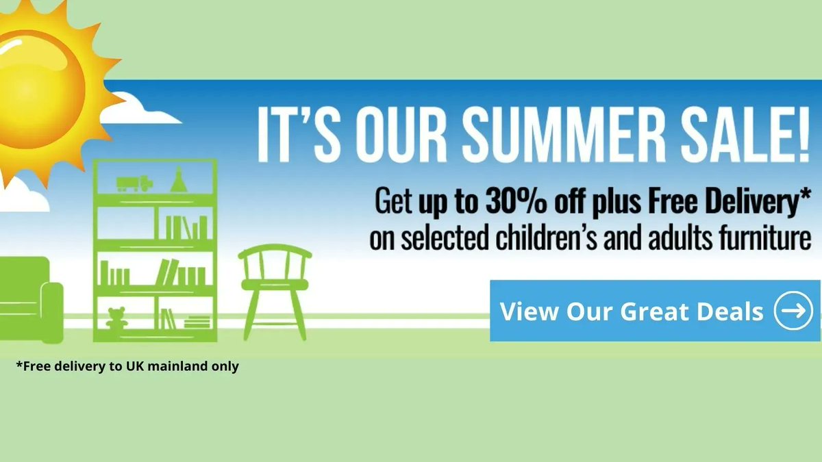 We have an early Summer Sale running which includes:
✅ Gaming desks
✅ Bunk beds
✅ High sleeper beds
✅ Garden furniture and more 
✅ With up to 30% off + free mainland UK delivery.  Visit our website to find out more =>> buff.ly/3qSMoK4 #summersale #homeofficestores