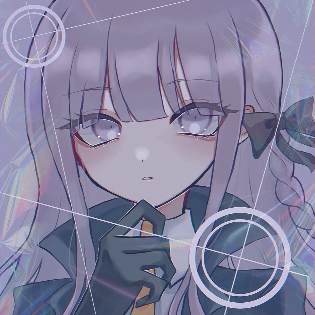 kirigiri kyouko 1girl solo gloves bangs long hair jacket black gloves  illustration images