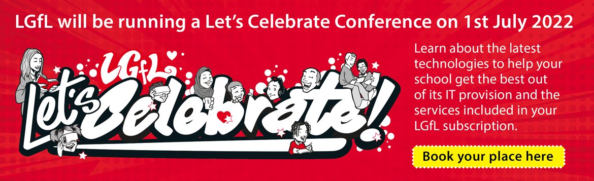 Delighted to be speaking at the annual LGfL #letscelebrate conference on 1st July 2022.  

Join many inspirational #EdTech &amp; #WellBeing educators on the day by attending keynotes, seminars, panels and latest case studies.

Register for free at➡ letscelebrate.lgfl.net
cc: <a href="/LGfL/">LGfL♥️</a>