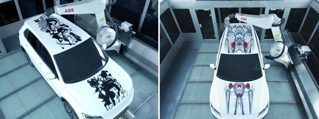 firstlookluxury's tweet photo. #FirstLook at @ABBRobotics' collaboration with 2 world-renowned artists, 8 y/o Indian child prodigy Advait Kolarkar and Dubai-based digital design collective @illusorr, to create the world’s first robot-painted art car, without human intervention. #MotoringMonday #FirstLookLuxury https://t.co/JNabuDwN4R