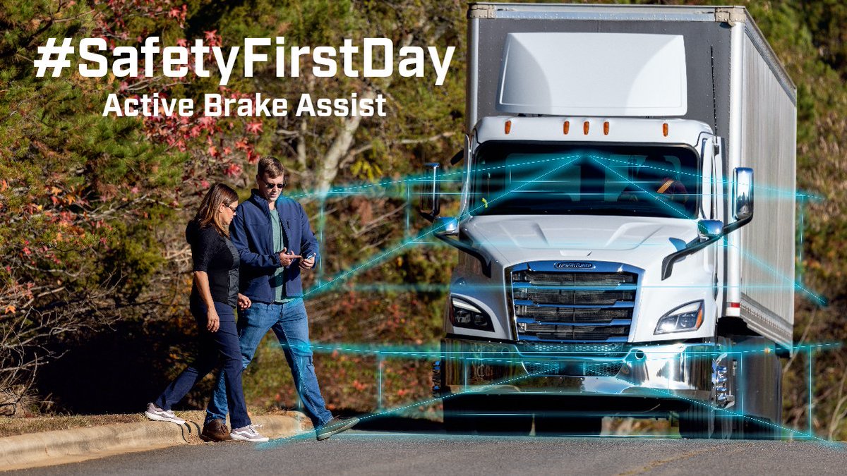 freightliner's tweet photo. Our @DemandDetroit powered #Cascadia is equipped with #DetroitAssurance and #ActiveBrakeAssist which helps detect objects in its path and determine if braking is necessary. Learn more at https://t.co/OvNdUsRgI7 #SafetyFirstDay https://t.co/j1ejX9tSMP