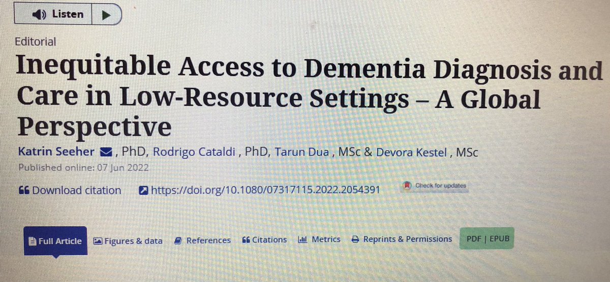 Really excited about this article, using @WHO GDO data to demonstrate some of the inequities in #dementia care globally. Pls read and help us address these gaps moving forward. @AlzDisInt @AlzheimerEurope @STRiDEDementia @UNDecadeAgeing @GBHI_Fellows