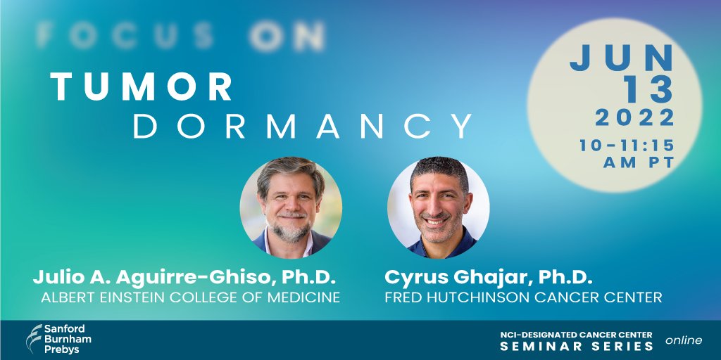 Don't miss Focus On: Tumor Dormancy, featuring Julio A. Aguirre-Ghiso, PhD (@JAguirreGhiso) of @EinsteinMed and Cyrus Ghajar, PhD, (@GhajarLab) of @fredhutch Hosted by Ze'ev Ronai, PhD and Moderated by Svasti Haricharan, PhD. Register for free today: ow.ly/gtEB50JqvUU