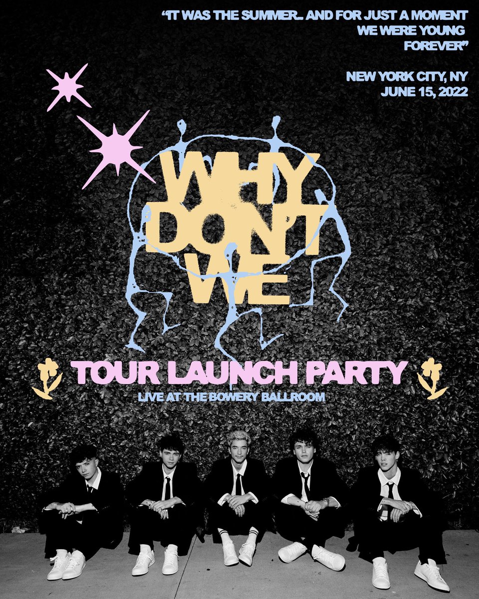 TOUR LAUNCH PARTY 🤍 WE’RE PLAYING LIVE at the Bowery Ballroom in NEW YORK CITY WEDNESDAY, JUNE 15TH! here’s the breakdown… public on-sale begins TOMORROW JUNE 14TH - 10AM LOCAL Doors: 6:00pm / Show: 7:30pm intimate show for our incredible fans, tickets are limited.