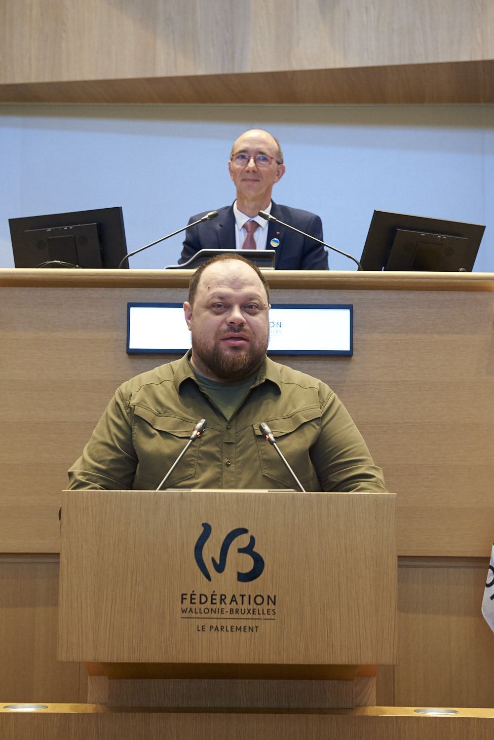 Le Parlement de la Fédération Wallonie-Bruxelles a reçu ce lundi 13 juin une délégation ukrainienne emmenée par #RuslanStefanchuk, Président de la Verkhovna Rada (le Parlement ukrainien).