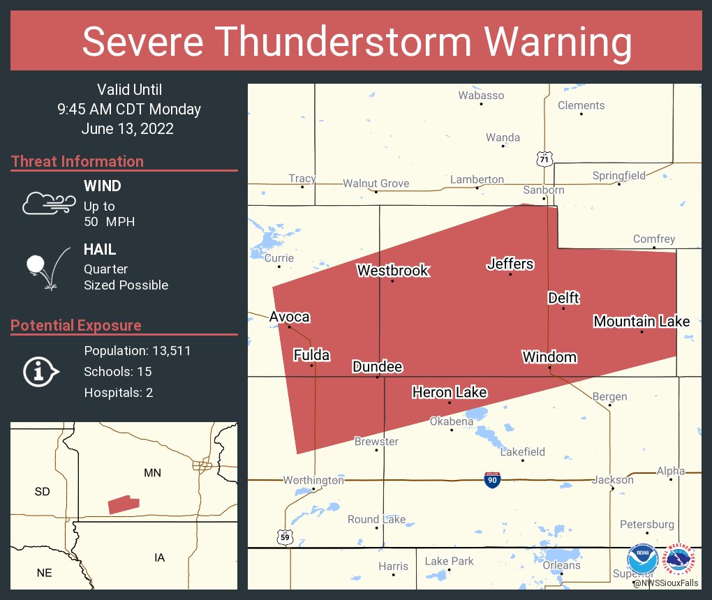 NWS Sioux Falls on Twitter "Severe Thunderstorm Warning including