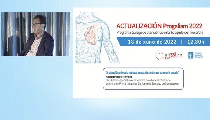 DocMPortela's tweet photo. Presentación de la actualización del #Progaliam Programa Gallego de Atención al Infarto Agudo de Miocardio #SCACEST. Un orgullo el haber trabajado como #médicodefamilia en esta actualización al lado de compañeros/as de #cardiología, #urgencias y 061 de Galicia. https://t.co/WALqyzPhK2