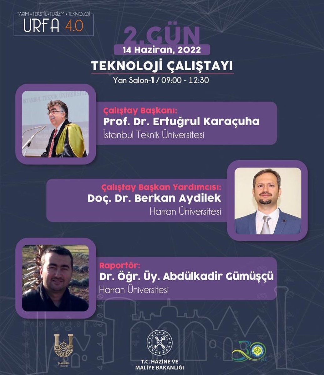 Hazine ve Maliye Bakanlığımız himayelerinde, Şanlıurfa Valiliği ve Harran Üniversitesi iş birliğiyle Milli Teknoloji Hamlesi vizyonuyla URFA 4.0 Zirvesi devam ediyor.

<a href="/HMBakanligi/">T.C. Hazine ve Maliye Bakanlığı</a>