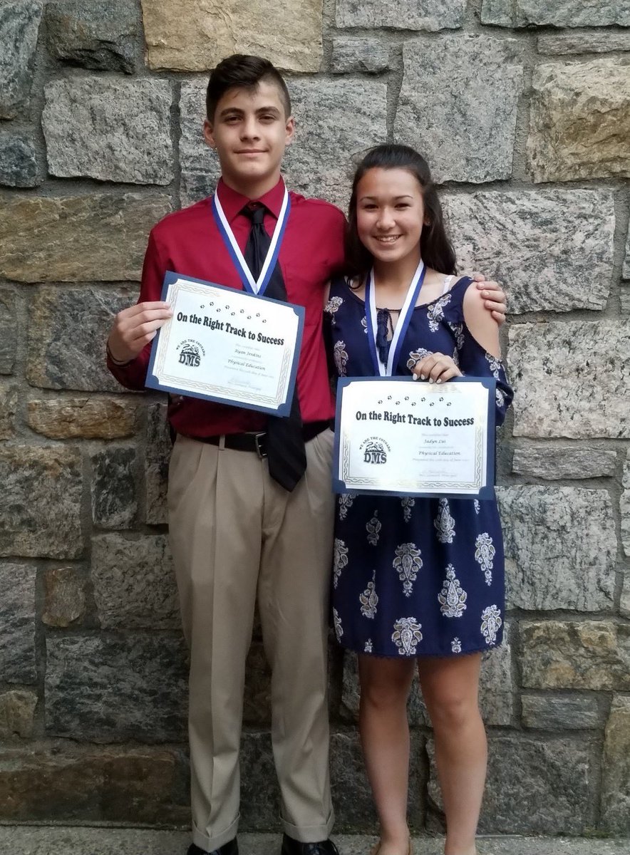 MCAthleticDept's tweet photo. Always amazing to watch our athletes grow in our programs!  Here are Ryan Jenkins and Jayden Lui winning the Physical Education award for middle school in 2018 and then being the Centereach nominees for Dellecave award yesterday morning! https://t.co/uMRg6DQrSR