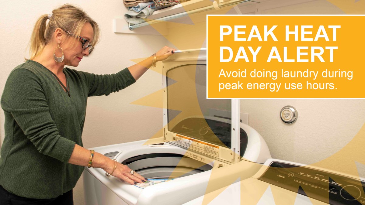 WarrenRECC's tweet photo. It's going to be a scorcher out there today! If possible, try to conserve energy during peak energy hours by doing things like running your laundry in the evening or first thing in the morning. #togetherwesave https://t.co/Hgr7MNuy1b