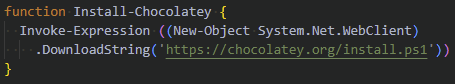 I came in this morning to find my company's anti-virus had flagged my PowerShell profile. Apparently, they don't like downloading Chocolatey 😢
