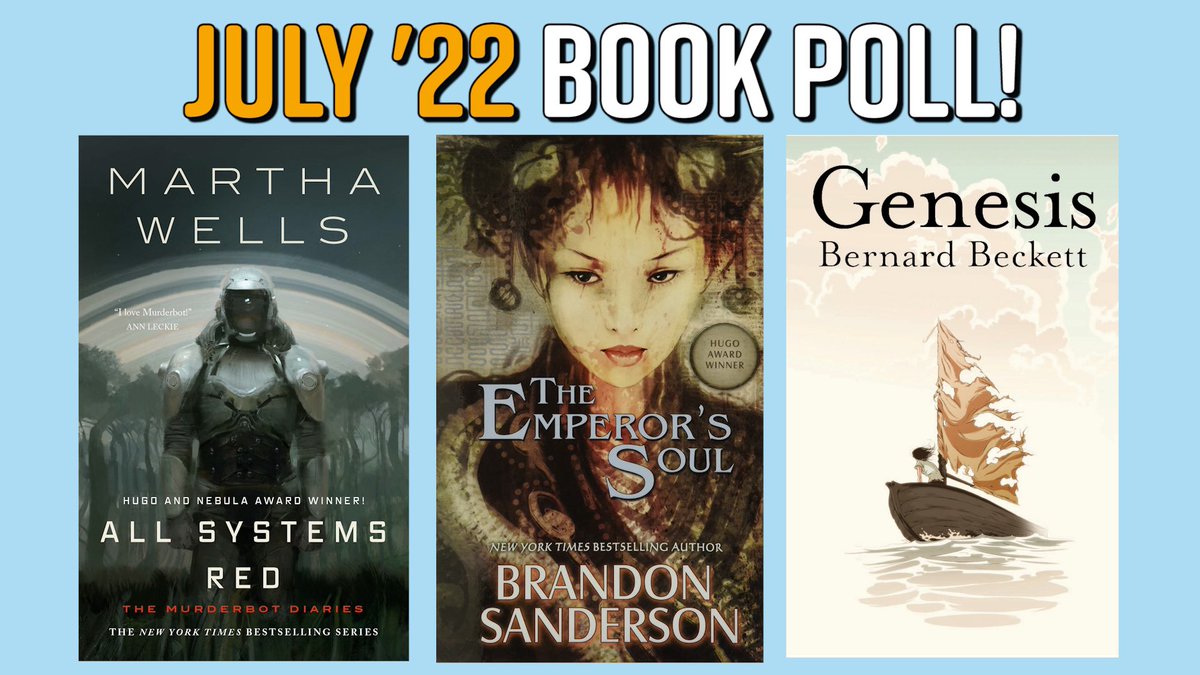 lit_wasted's tweet photo. It’s time to choose July’s… #books?
Watch to see what we’re doing *a little differently* this month, and then VOTE! ⬇️
https://t.co/TDdr8Ie6z6
#AllSystemsRed #MarthaWells #TheEmperorsSoul #BrandonSanderson #Genesis #BernardBeckett https://t.co/x3ERaDzYT4