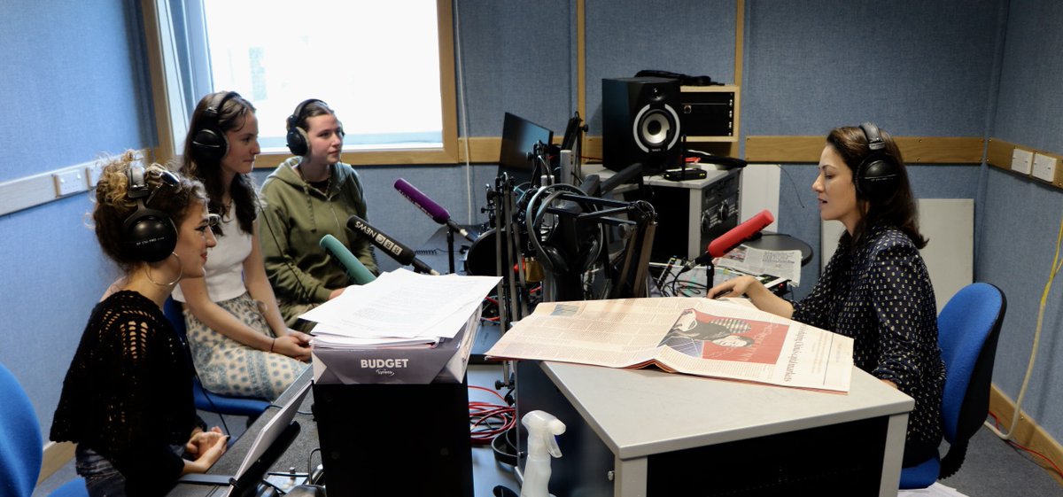 ExeterCollMPA's tweet photo. BBC Radio 4 broadcast live today from our radio station at Exeter College. Our Media, Journalism and Film Studies learners gained valuable experience helping produce the show and interviewing Mishal Hussein.
#ExeterCollege #ExeCollProud #Media #BBC #Radio4 https://t.co/9o3TOcJVJY