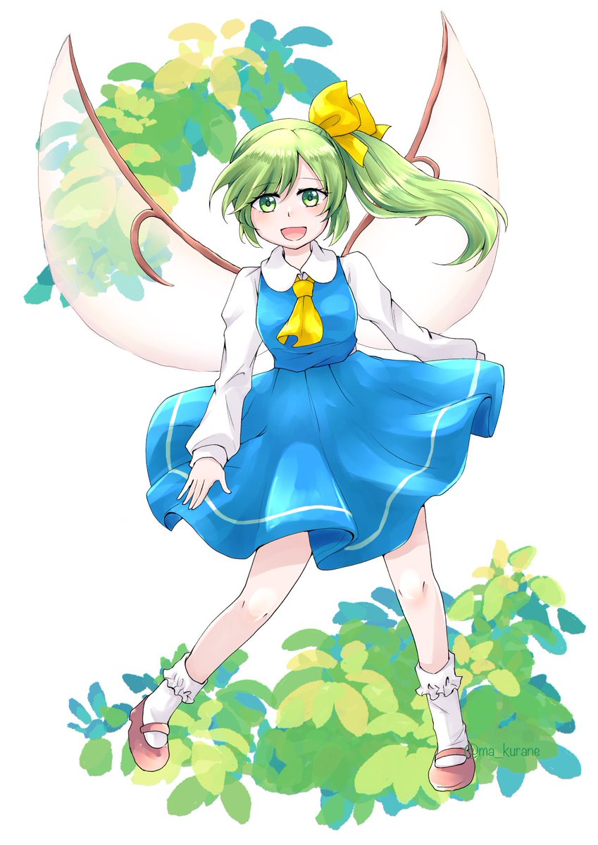 daiyousei 1girl green hair wings solo green eyes open mouth fairy wings  illustration images
