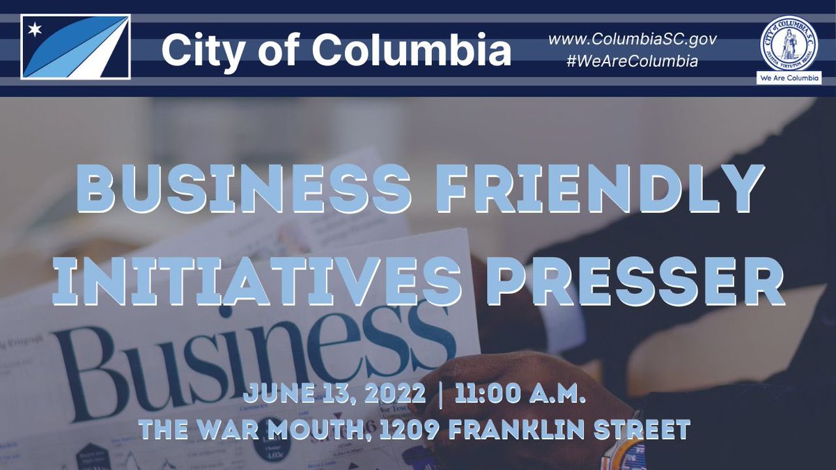 Today, City leaders will be hosting a press conference to discuss the change of procedures for a more business friendly environment. Watch live here: youtu.be/aJ7Moe3o4dQ #WeAreOpen #WeAreColumbia