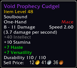 ninjafox_plays's tweet photo. Check out this item I just got! [Void Prophecy Cudgel] #Warcraft https://t.co/t7UKETl9hQ
