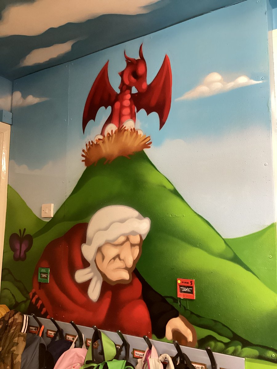 Ysgol_Aberaeron's tweet photo. A great deal of excitement in years 1 and 2 this morning as @Lloydthegraff delivers a graffiti-style piece of art inspired by Welsh books and characters. https://t.co/GR2eDbZd2M