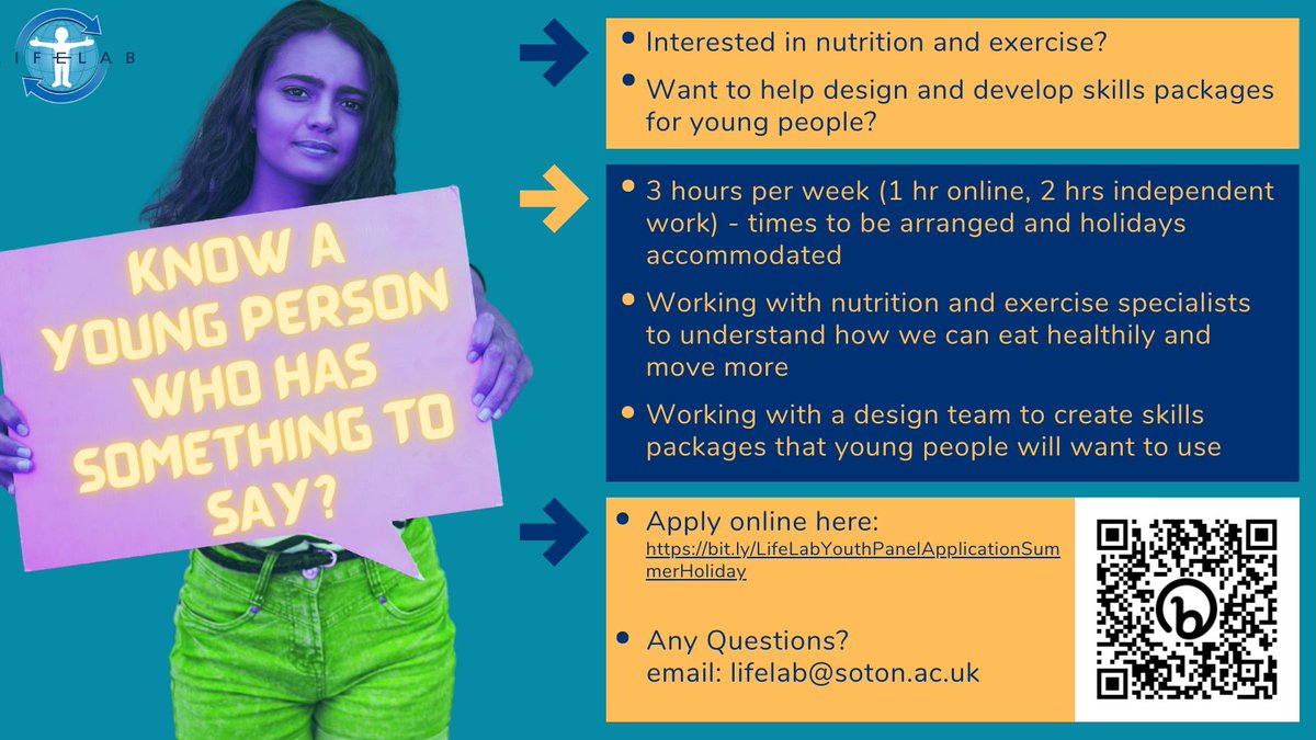 Know a young person with an interest in nutrition and exercise? We are running our youth panel over the summer holidays - please share with young people you know and retweet 🙏
#GetInvolved #YouthVoice #HealthyChoices